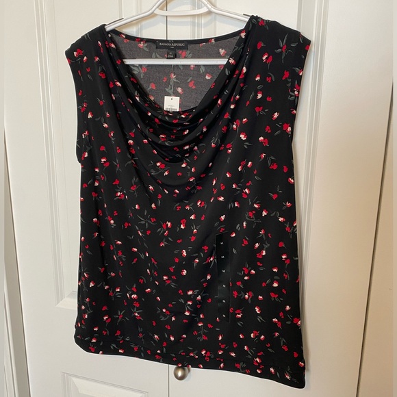 NWT Banana Republic black sleeveless floral print top - Picture 1 of 4